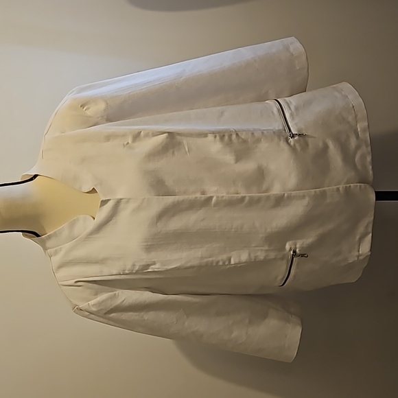 Roz & Ali White Open Textured Blazer With Padded Shoulders Size 3X #W-723 - Picture 2 of 15